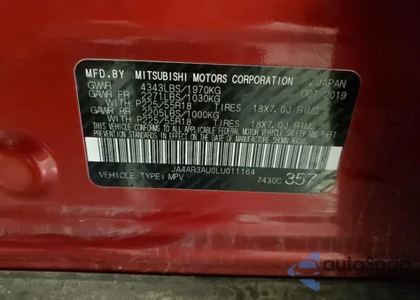 2020 Mitsubishi Outlander Sport Es из США, поврежденный, VIN JA4AR3AU0LU011164